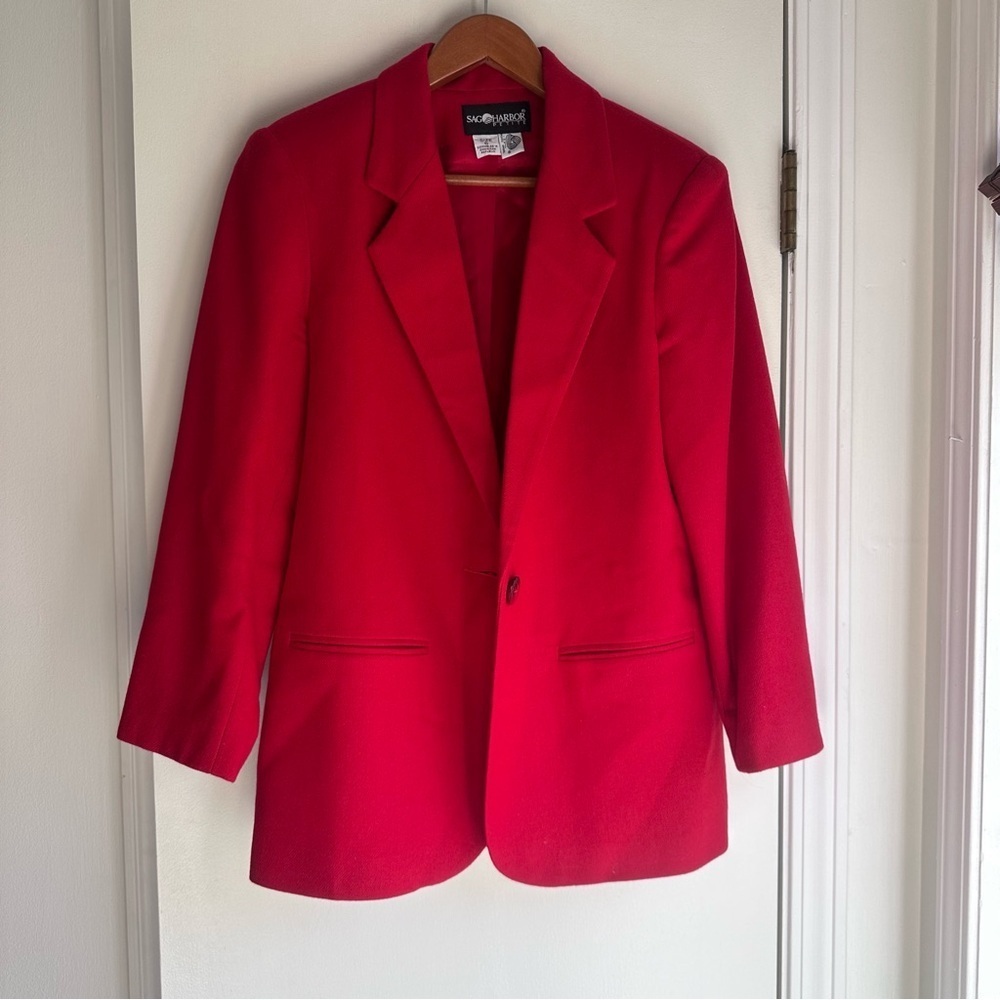 Sag Harbor Petite Red Wool Blazer Size 6